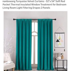 Turquoise Velvet Curtains - 2 Panels